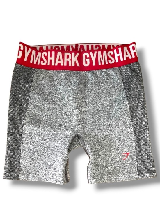 Gymshark Pants - Gymshark Gray Contour Biker Shorts Red Logo Waistband High Rise Shapewear